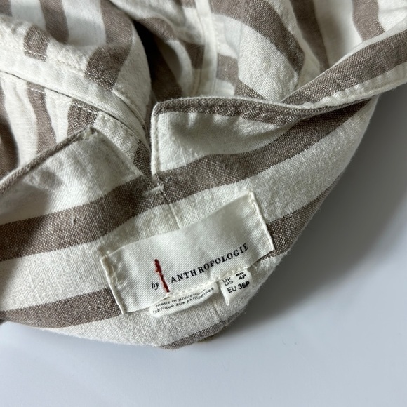 Anthropologie Oasis Striped Linen Pants Tan Cream Size 4P - Picture 8 of 10
